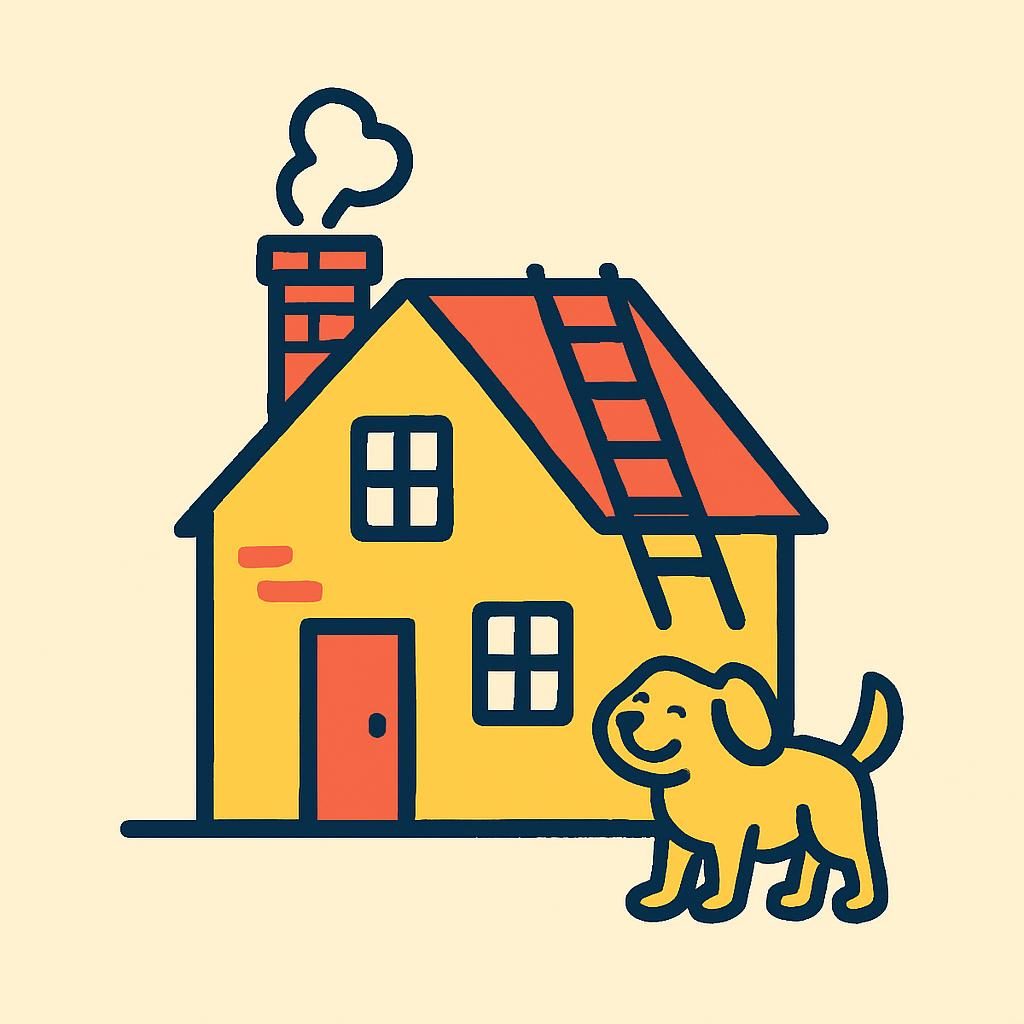 Drawing of a house with a chimney